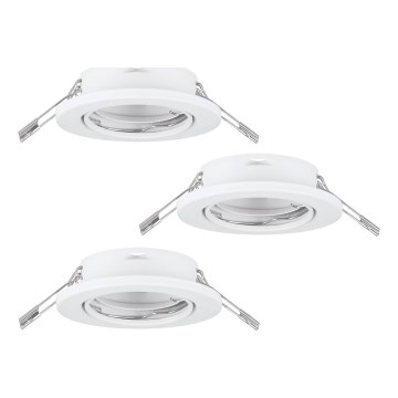 Eglo 75674 - KIT 3x Badrum infälld lampa AGULO 1xGU10/35W/230V IP23 vit