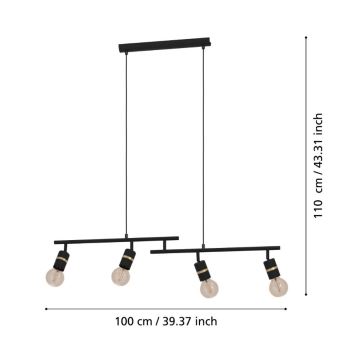 Eglo - Ljuskrona med upphängningsrem 4xE27/10W/230V