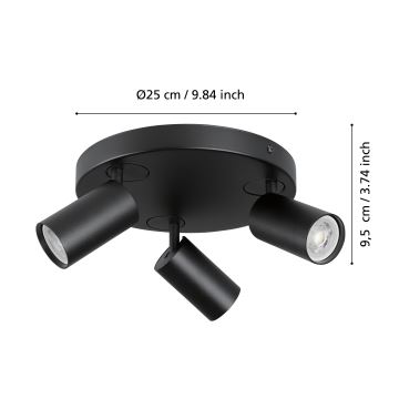 Eglo - LED RGBW Dimbar spotlight  3xGU10/4,9W/230V svart