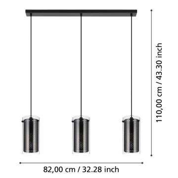 Eglo - Ljuskrona med upphängningsrem 3xE27/10W/230V