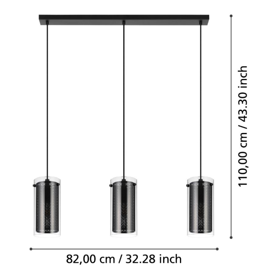 Eglo - Ljuskrona med upphängningsrem 3xE27/10W/230V