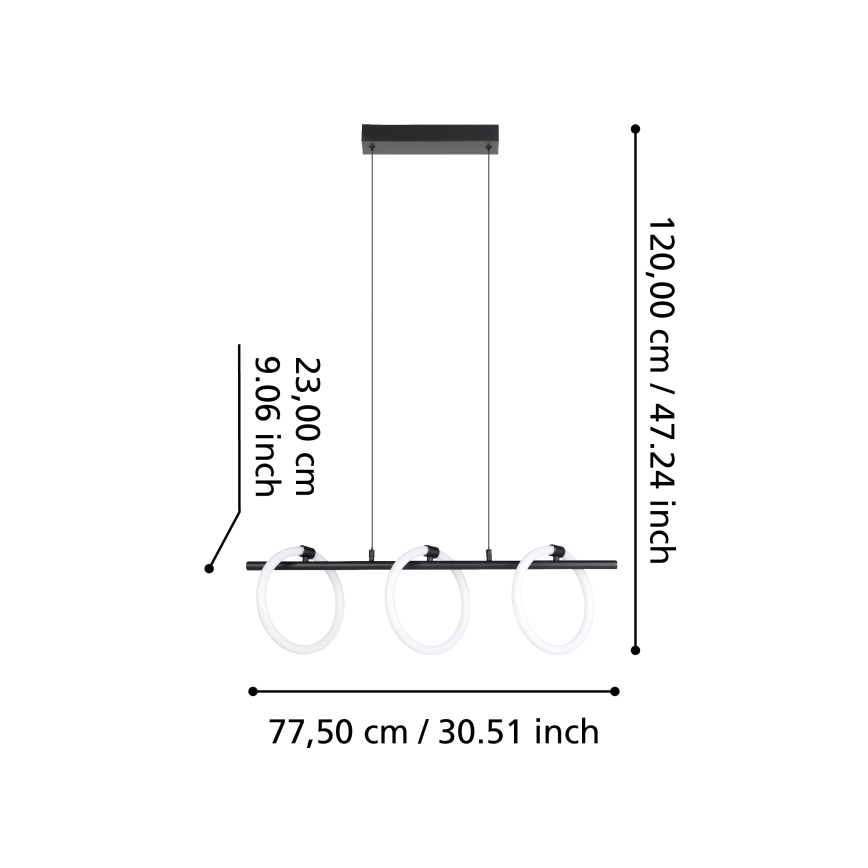 Eglo - LED ljuskrona med upphängningsrem 3xLED/9W/230V