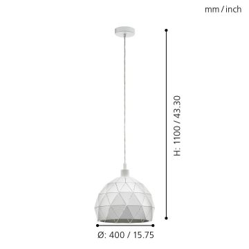 Eglo 97854 - Ljuskrona med snöre ROCCAFORTE 1xE27/60W/230V