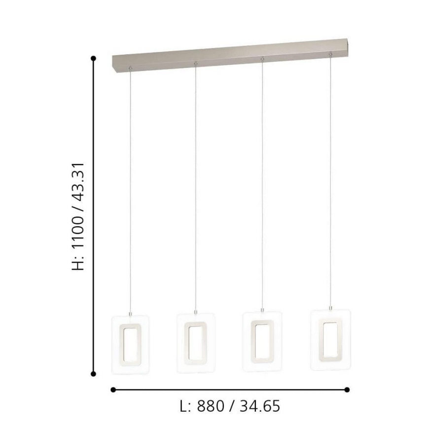 Eglo 99107 - LED Ljuskrona med snöre ENALURI 4xLED/5,4W/230V