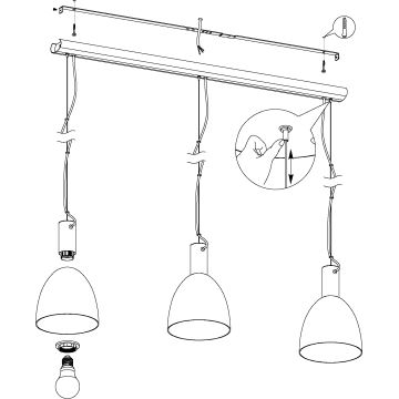 Eglo 99314 - Ljuskrona med snöre LEBALIO 3xE27/40W/230V