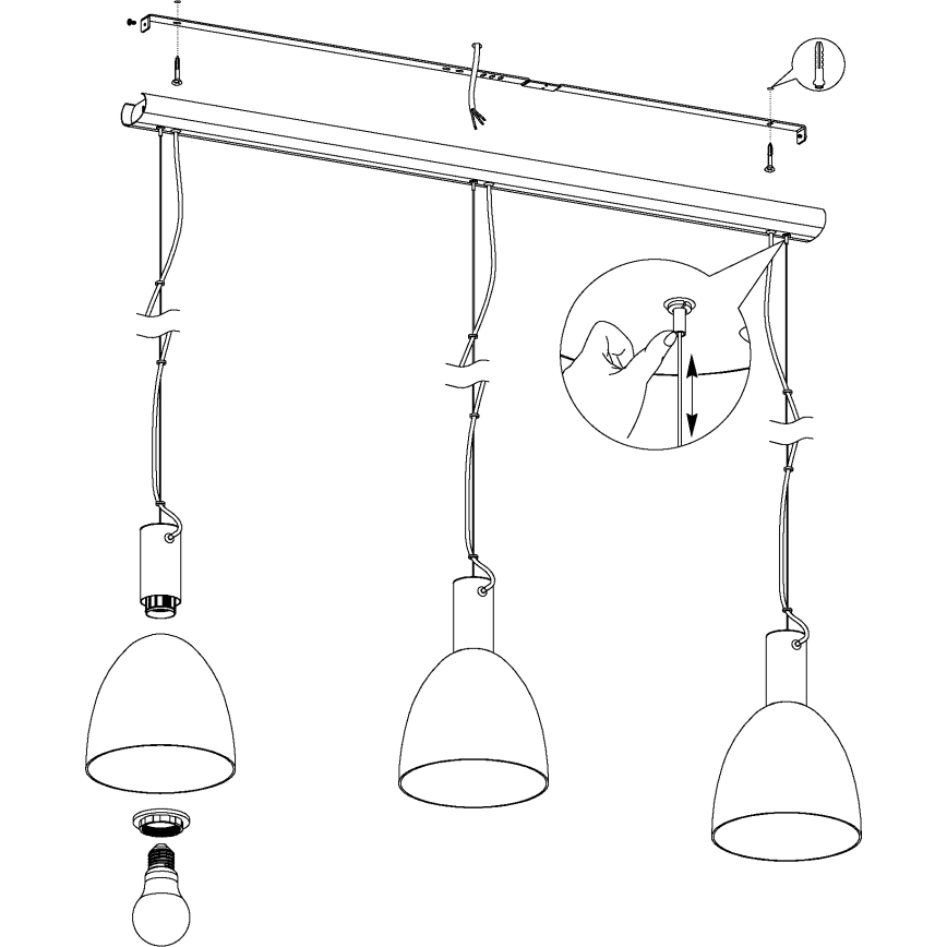 Eglo 99314 - Ljuskrona med snöre LEBALIO 3xE27/40W/230V