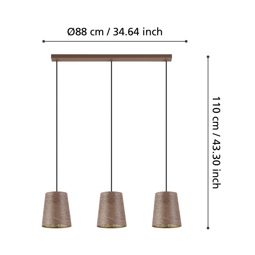 Eglo - Ljusskrona med upphängningsrem  3xE27/40W/230V