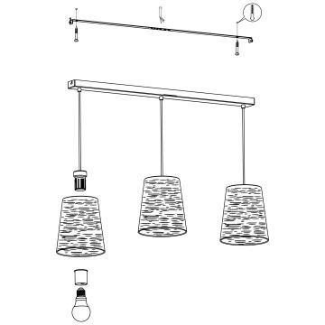 Eglo - Ljusskrona med upphängningsrem  3xE27/40W/230V