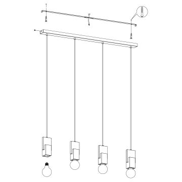 Eglo - Ljusskrona med upphängningsrem  4xE27/40W/230V