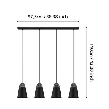 Eglo - Ljusskrona med upphängningsrem  4xE27/40W/230V