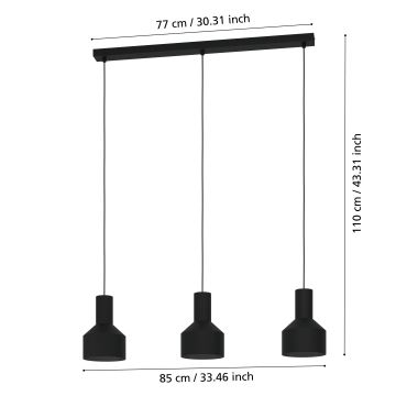 Eglo - Ljusskrona med upphängningsrem  3xE27/40W/230V