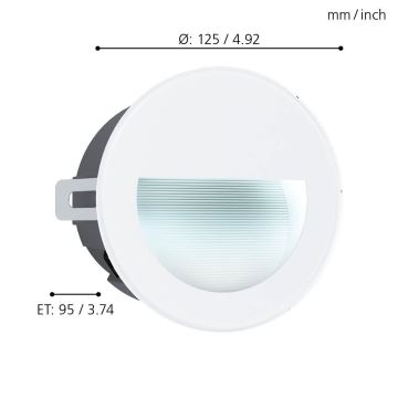 Eglo - LED Utomhus infälld Belysning LED/2,5W/230V IP65 vit