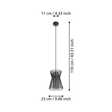 Eglo - Ljusskrona med upphängningsrem  1xE27/40W/230V svart 