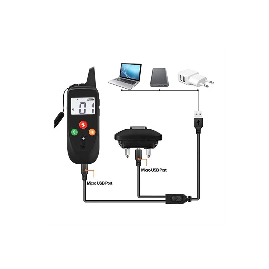 Elektriskt hundträningshalsband 52cm 500m 3,7V IP67