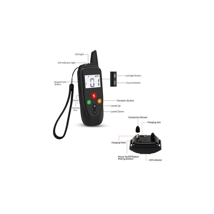 Elektriskt hundträningshalsband 52cm 500m 3,7V IP67