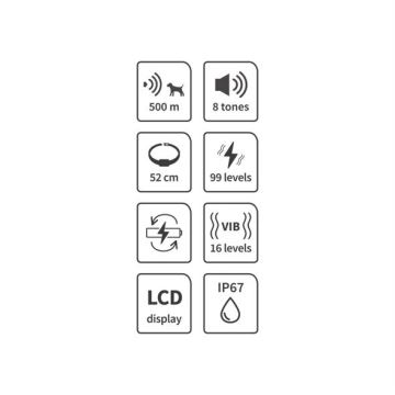Elektriskt hundträningshalsband 52cm 500m 3,7V IP67