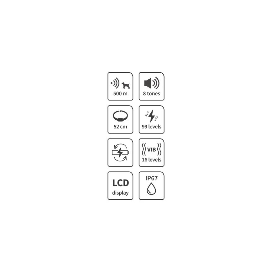 Elektriskt hundträningshalsband 52cm 500m 3,7V IP67
