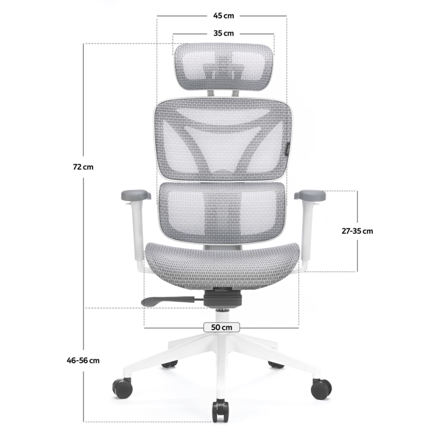 Ergonomisk kontorsstol LEVANO grå/vit/svart