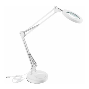 Extol - LED Dimbar bordslampa med ett förstoringsglas LED/8W/5V 2900/4500/7500K vit