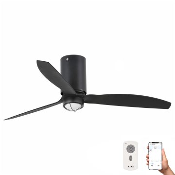 FARO 32043WP-10 - LED takfläkt MINI TUBE FAN LED/16W/230V svart d. 128 cm SMART + Fjärrkontroll