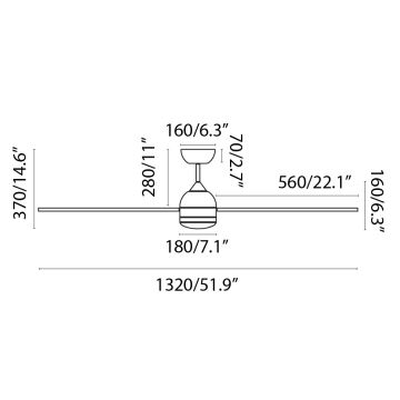 FARO 33524WP - LED Takfläkt POROS LED/19W/230V d. 132 cm SMART + Fjärrkontroll