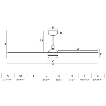 FARO 33814WP-20 - LED Dimbar takfläkt PUNT M LED/24W/230V 3000K/4200K/6500K vit diameter 130 cm SMART + fjärrkontroll