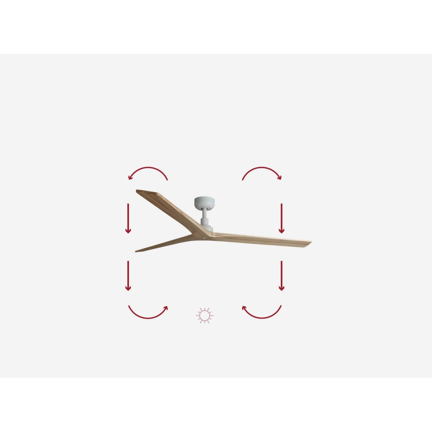 FARO 34279WP - Takfläkt KLIM L trä/vit d. 150 cm SMART + Fjärrkontroll