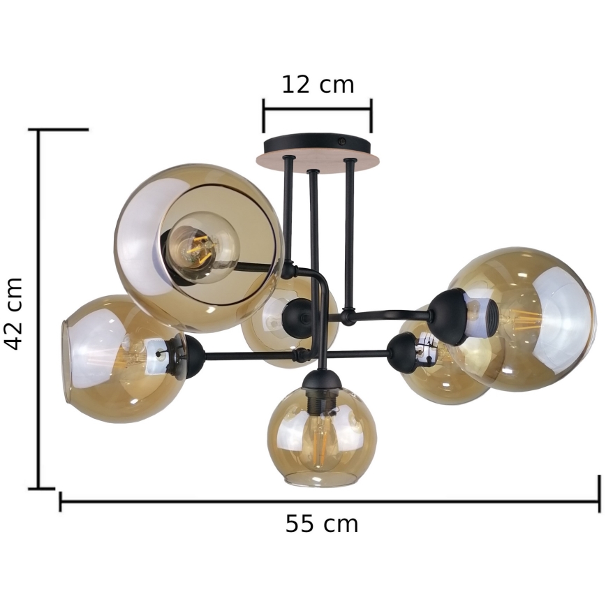 Fäst ljuskrona MONDE WOOD 6xE27/60W/230V