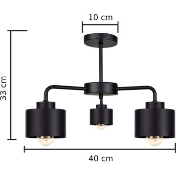 Fäst ljuskrona SIMPLY BLACK 3xE27/60W/230V