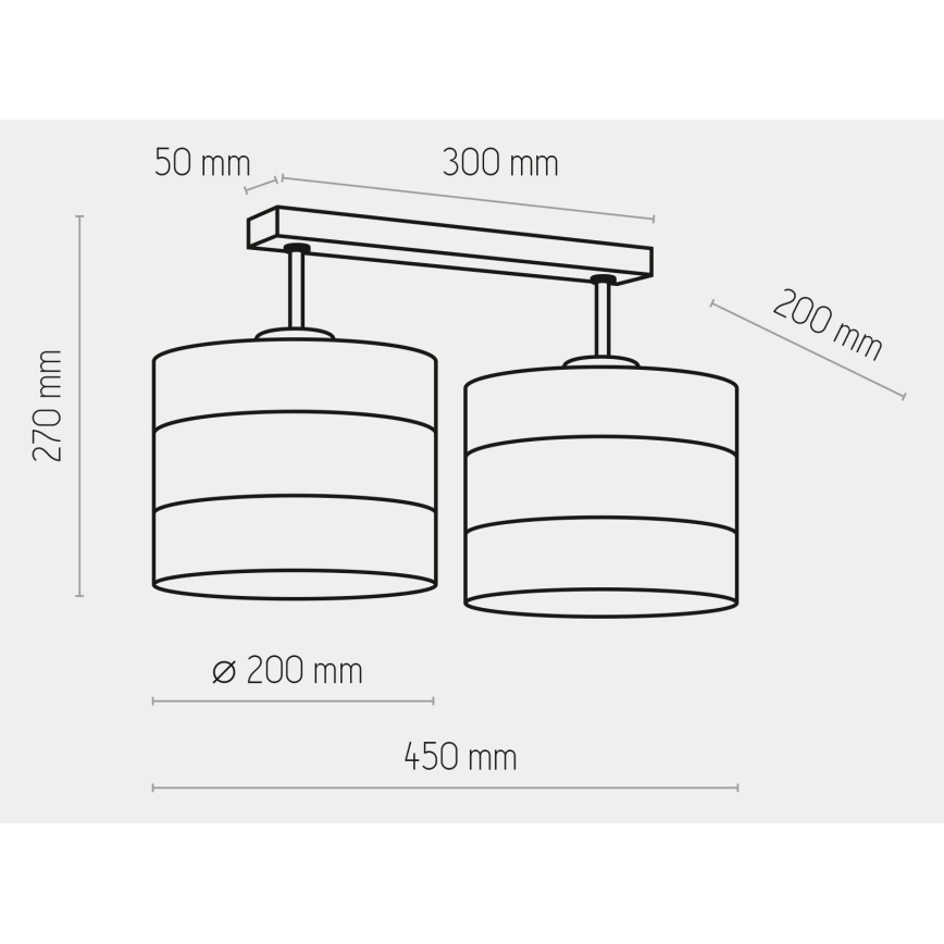 Fastsatt Ljuskrona  TAGO 2xE27/25W/230V vit /gyllene 