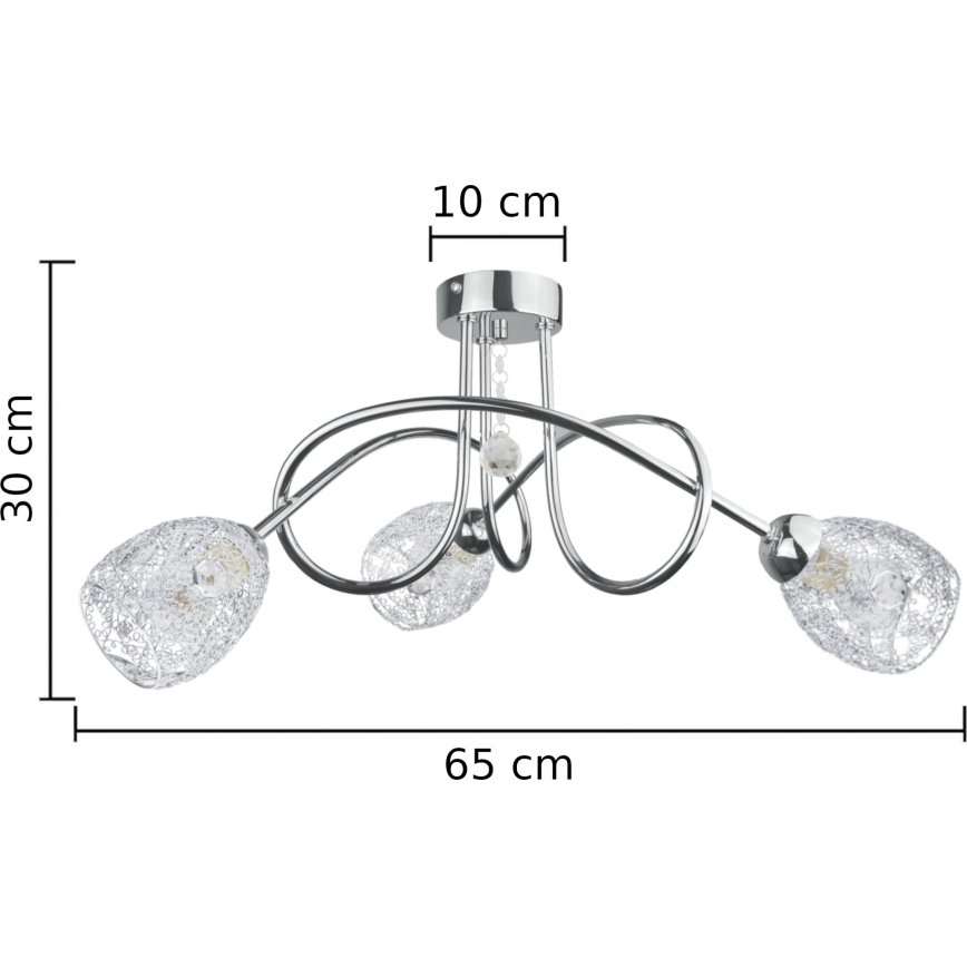 Fäst ljuskrona TWIST CRYSTAL 3xE14/40W/230V