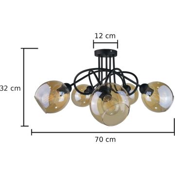 Fäst ljuskrona VENUS BLACK 5xE27/60W/230V