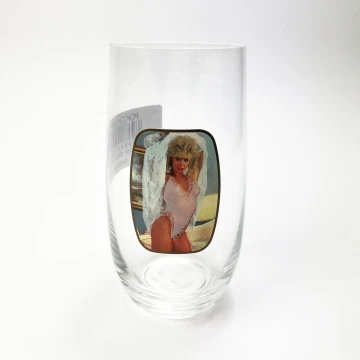 Glas med tryck av kvinna