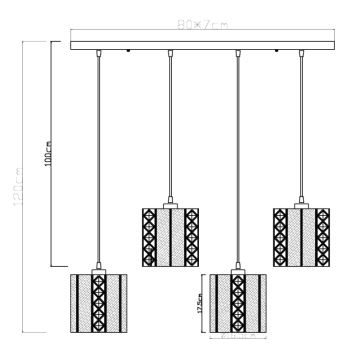 Globo - Lusr na lanku 4xE27/60W/230V gyllene/svart