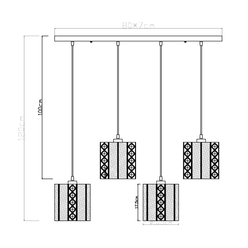 Globo - Lusr na lanku 4xE27/60W/230V gyllene/svart