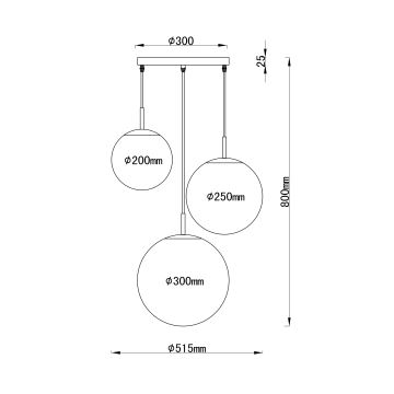 Globo - Ljuskrona med upphängningsrem 3xE27/60W/230V