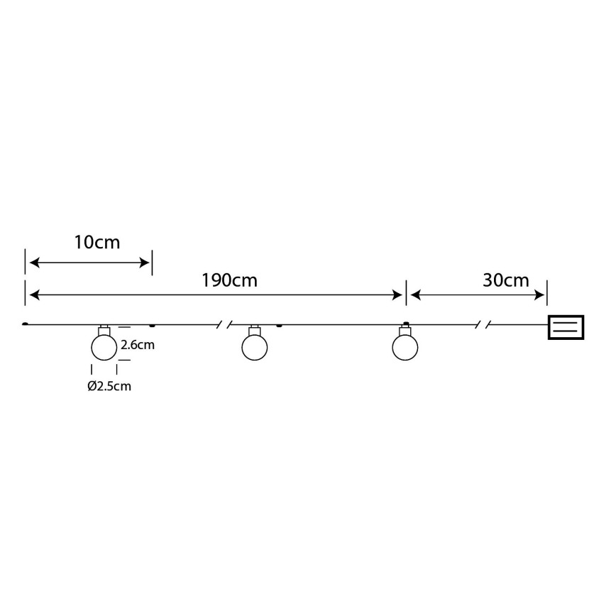 Globo - LED julkedja 20xLED/2xAA 2,2m varm vit