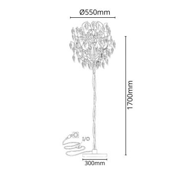 Golvlampa i kristall 5xG9/40W/230V svart