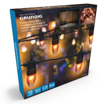 Grundig - LED utomhus julkedja  10xLED 5,1m IP44 varm vit 