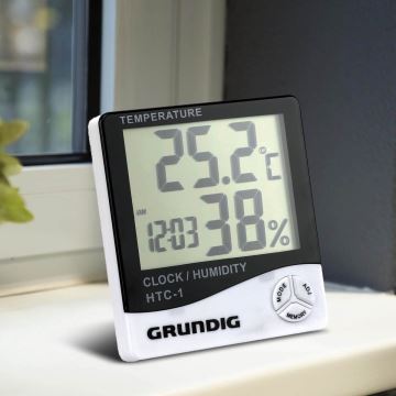 Grundig - Väderstation med väckarklocka 1xAAA