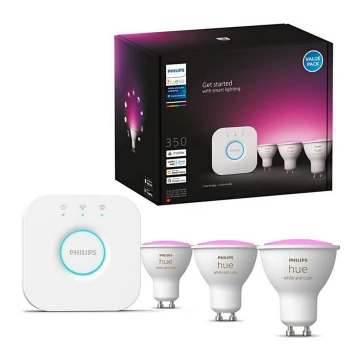 Grundläggande set Philips Hue WHITE AND COLOR AMBIANCE 3xGU10/5,7W/230V 2000-6500K + enhet för anslutning