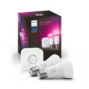 Grundläggande uppsättning  Philips Hue WHITE AND COLOR AMBIANCE 2xE27/9W/230V 2000-6500K + en enhet för att ansluta