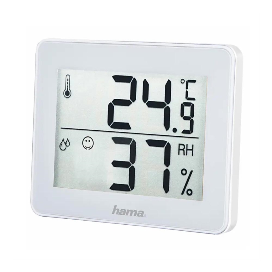 Hama - Indoor thermometer med en humidity meter 1xCR2025 vit