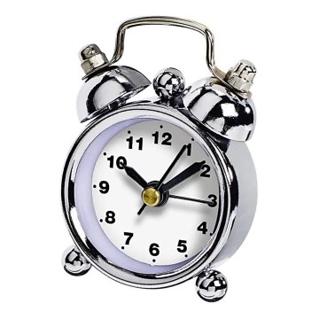 Hama - Mini alarm clock 1xLR44/LR1130 krom/vit