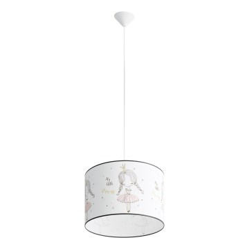 Hängande ljuskrona med textilsladd för barn PRINCESS 1xE27/15W/230V diameter 40 cm