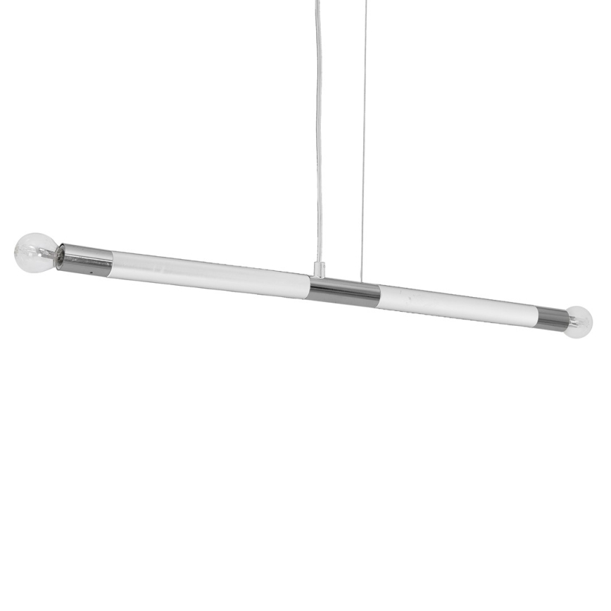 Hanging lampa BASTONE Vit 2×E14/40W/230V Vit / polerad krom