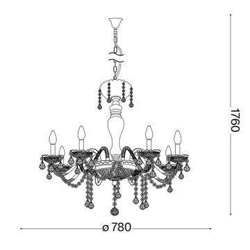 Ideal Lux - Kristallkrona med textilsladd ROSE 8xE14/40W/230V