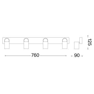 Ideal Lux - LED spotlight RUDY 4xGU10/7W/230V CRI 90 svart