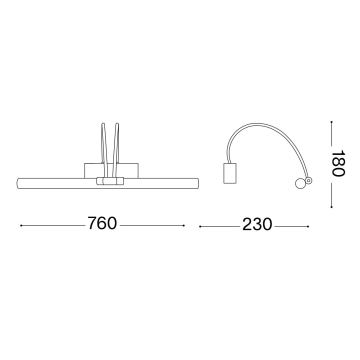 Ideal Lux - LED tavelbelysning BOW LED/8W/230V 76 cm guld