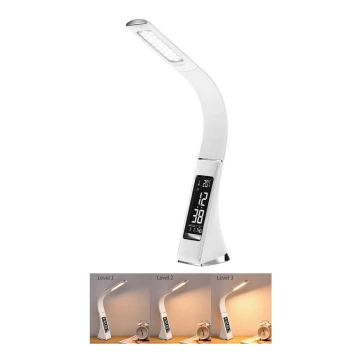 Immax 08949L - LED Dimbar Bordslampa med en skärm läder LEATHER LED/7W/230V vit